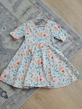 Stitchy Fish Girls Floral Cotton Stretch Short Sleeve Dress Sz5